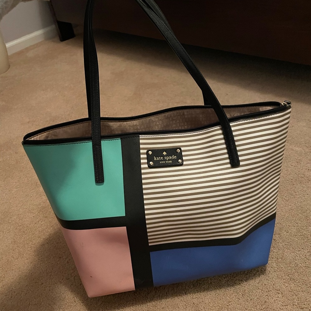 Kate Spade Multicolor Leather Colorblock Tote